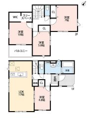 LDK17帖、全室2面採光＾＾全室南東向きで陽当たり良好な住まい。 全居室収納・主寝室にWIC付き、すっきり収納可能な間取りです。