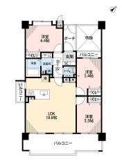 オールフローリング3LDK。全居室収納付きで充実した間取り＾＾南東向きバルコニーで陽当たり、風通し良好＾＾