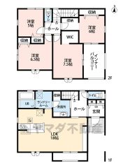 4LDK＾＾LDK18帖＾＾全居室収納有＾＾ リビングダイニングを分けやすいヨコ型LDK＾＾