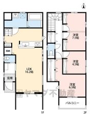 オールフローリング3LDK。16.2帖のLDKにはリビング収納・パントリー付き＾＾2階洋室は2ドア1ルーム。お子様の成長に合わせてお部屋を仕切れる仕様＾＾4LDKも可。
