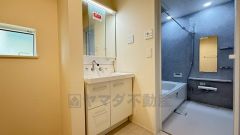 三面鏡裏収納付き洗面化粧台です＾＾ 歯磨きセットやスキンケア用品などの収納に便利ですね。