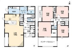 4LDK＾＾LDK18帖＾＾パントリー、床下収納、 全居室収納有で収納充実の間取り＾＾