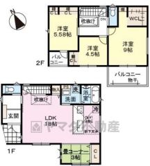 3LDKとタタミコーナー。リビング収納＆ウォークインクローゼット、オープンクローゼットなど収納充実の間取り＾＾南面に2ヶ所バルコニーあり。陽当たり＆風通し良好。