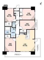  リフォーム完了済4LDK。南東向き＆3面バルコニーで通風・採光ともに良好な健やかな住環境＾＾ 全室ゆとりのある広さの5.7帖以上＆収納完備。