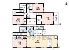 1階は18.6帖のLDKと隣接する6帖の洋室で広々空間＾＾ 2階には3洋室と独立したファミリークローク付き＾＾