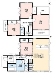 4LDK。リビング収納＆パントリー付き＾＾主寝室に広々WICあり＾＾その他全居室収納付き。2面バルコニーで陽当たり＆風通し良好＾＾