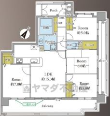 4LDK。南東向きで陽当たり良好＾＾全居室バルコニーに面しており、明るい室内＾＾主寝室にウォークインクローゼットなど全居室収納付き。