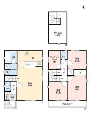 南向き＾＾3LDK。2階にはテレワークルーム＆グルニエ完備＾＾LDK18帖。リビング階段で開放感＾＾南面バルコニーで陽当たり良好＾＾
