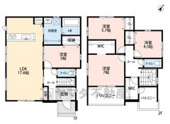 広々LDK約17.6帖＾＾オールフローリング＾＾リビング横約5帖の洋室にはホールとリビングの両方から出入りできます＾＾ 
