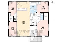 4LDK。リビング広々19帖。全居室収納スペースあり＾＾