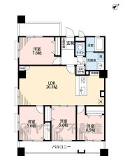 4LDK＾＾LDKは広々20.3帖。ゆったり寛げる憩いの空間＾＾キッチン横にパントリー付き。全居室5.6帖以上＾＾収納付き。南東バルコニーで陽当たり良好＾＾