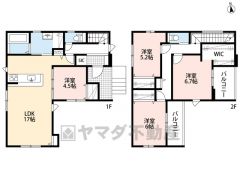 オールフローリング4LDK。SIC、WIC、洗面室収納、パントリーなど収納充実の間取り＾＾バルコニー2か所あり＾＾