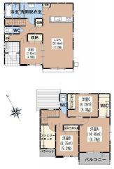お掃除のしやすいオールフローリング。2階は洋室が3部屋あるので、お子様が大きくなっても安心ですね＾＾