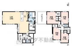 4LDK。22帖の広々としたLDKには大きめのスタディーカウンター付き＾＾お子様の勉強や家事の合間のホッと一息に＾＾ファミリークロークやリネン庫、全居室収納など収納充実＾＾南西向きバルコニー＾＾ 
