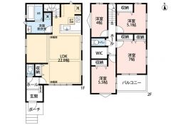 4LDK。リビング収納＆WICなど収納充実の間取り＾＾