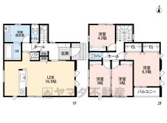 4LDK。主寝室にダブルクローゼット付き＾＾南面バルコニーあり＾＾