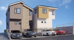 左側が2号棟。完成予想図。現況と異なる場合は現況優先となります。