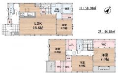 4LDK＾＾LDKは広々18..6帖。パントリー＆FCL完備。2階全居室6帖以上＆WIC付。南東面バルコニーで陽当たり良好＾＾