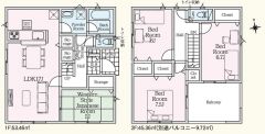 リビングは広々17帖。2階は6帖以上の洋室が3部屋あるので、お子様が大きくなっても安心ですね＾＾幅広のインナーバルコニー付き。