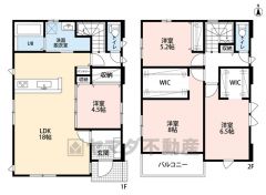 オールフローリング4LDK＾＾LDKは18帖、2階2居室にWICあり＾＾