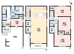 3LDK＾＾納戸あり＾＾LDK18帖。床暖房完備＾＾ビルドインガレージ有。全居室収納あり＾＾ 南西面バルコニーで陽当たり良好＾＾
