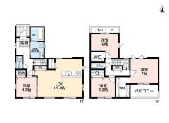 2面バルコニーと2面採光で光そそぐ空間設計。4ＬＤＫとウォークインクローゼットでゆとりのある暮らしが実現。