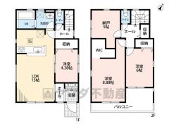 リビングを通って2階へあがるリビングスルー階段採用＾＾ 主寝室は広々8帖以上＾＾幅広の南東向きバルコニー＾＾