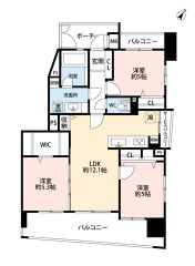 3LDK。角部屋。ペット飼育可＾＾ 3方向バルコニーで全居室に窓を確保。明るく風通しが良い空間＾＾主寝室にWICなど全居室収納付き。 玄関前に専用ポーチあり＾＾ 