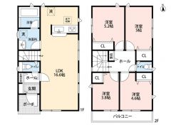 南向き＾＾4LDK。リビング階段で開放感＾＾南面バルコニーで陽当たり良好＾＾
