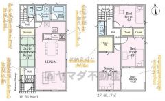 和室含む4LDK＾＾家族間のコミュニケーションがとりやすい、リビング階段を採用＾＾主寝室8帖。WICなど全居室収納付き＾＾南面に幅広のインナーバルコニーあり＾＾