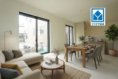 大きな掃き出し窓のあるリビングは、陽光あふれる明るい空間です。ゆったりと寛げる憩いの場となりそうです。 家具はCGによるイメージ。