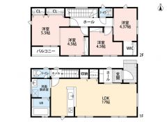 リビングは17帖の開放感あふれる空間です。2階は洋室が4部屋あるので、お子様が大きくなっても安心ですね＾＾