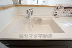 広々とした凸型シンクに洗剤ポケットを標準装備。大きなお鍋など洗いやすいです。