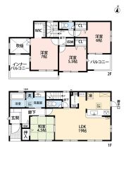 1階はLDK、和室で23.5帖の広々空間、大容量のパントリー付き＾＾ 2階は主寝室7帖、インナーバルコニー、南向きバルコニーで陽当たり、風通し良好＾＾
