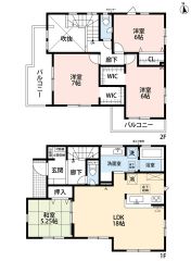 リビングは18帖の開放感あふれる空間です。2階は洋室が3部屋あるので、お子様が大きくなっても安心ですね＾＾