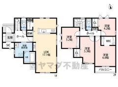 お掃除のしやすいオールフローリング4LDK。 SIC＆スタディーカウンター＆リビング収納＆パントリー＆WICなど収納・設備充実＾＾洗面室広め＾＾室内物干し付き。南面バルコニーで陽当たり良好。