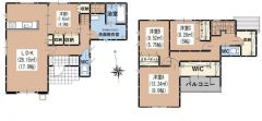 4LDK＾＾LDK17帖＾＾システムキッチン付き＾＾ 全居室収納有、広々WIC、床下収納有で収納充実の間取り＾＾