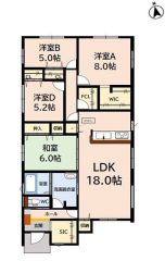 4LDKとファミリークローク。生活がワンフロアで完結する平屋建て＾＾南向き。シューズクローク＆ウォークインクローゼット＆ファミリークロークなど収納充実の間取り＾＾