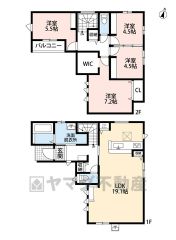 4LDK。LDK19.1帖＾＾スタディーカウンター、パントリー、収納付き。主寝室にウォークインクローゼットなど全居室収納付き。南面バルコニー＾＾