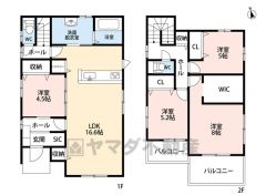 4LDK。オールフローリング。ウォークインクローゼット、シューズインクローク、パントリー完備。その他全居室収納スペース付き＾＾