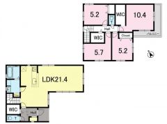 リビングは21帖以上の開放感あふれる空間です。2階は洋室が4部屋あるので、お子様が大きくなっても安心ですね＾＾