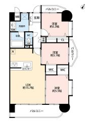3LDK。南東向き＾＾3方角部屋。陽当たり良好＾＾全居室収納スペース付き。