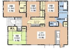 階段昇降がなく子育てや介護がしやすい。憧れの平屋住まい＾＾収納充実4LDK＾＾SIC・WIC・ファミリークローク・パントリー付き＾＾