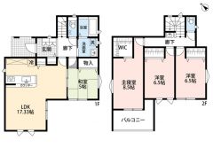 4LDK＾＾LDK17.33帖＾＾全室南西向きで陽当たり良好。パントリー＆WIC＆全居室収納ありで収納充実の間取り＾＾
