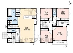 4LDK。南向き＾＾LDK16.62帖。リビング収納＆パントリー＆スタディーカウンター付き。主寝室にウォークインクローゼットなど全居室収納付き＾＾南面バルコニーで陽当たり良好＾＾