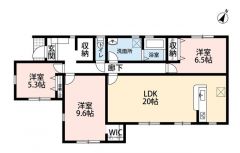 LDKから洗面所、ランドリールームへとつながる回遊動線。毎日の家事や身支度も快適になりますね