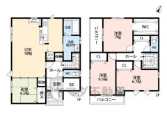 リビング18帖。SIC・パントリー・WIC。収納充実の間取り＾＾