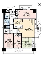 角部屋の開放的な3面バルコニー＾＾