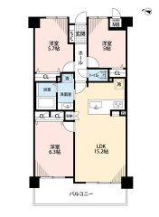 3LDK＾＾全居室収納有、パントリー付きで収納充実の間取り＾＾ 南西向きバルコニーで陽当たり、風通し良好＾＾