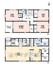 和室含む4LDK。全居室収納スペース付き＾＾ご家族とのコミュニケーションがとりやすいリビング階段＾＾